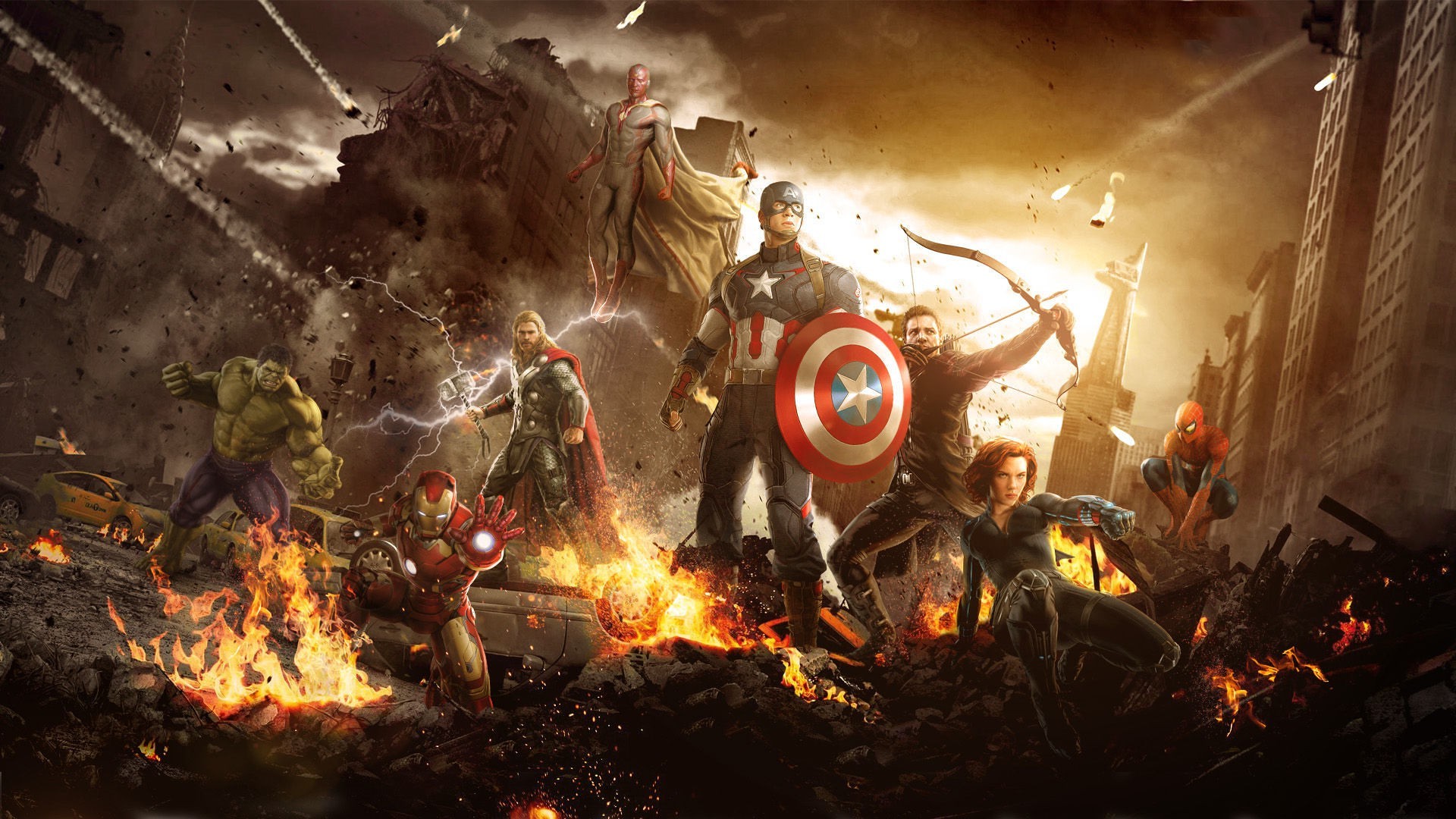 The Avengers, Movies, Iron Man, Hulk, Thor, Scarlett Johansson, Black Widow, Hawkeye, Captain America, Spider Man, The Vision, Avengers: Age Of Ultron Wallpaper