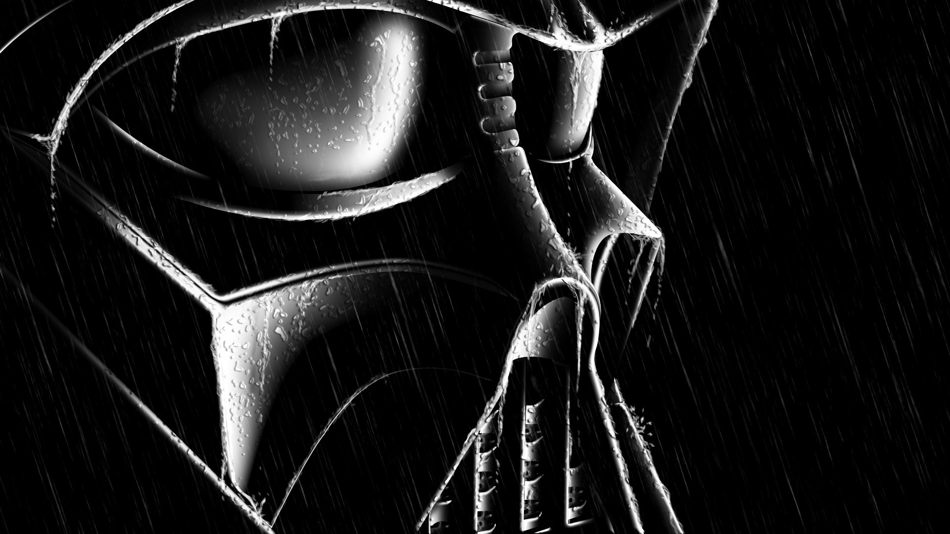 Darth Vader, Black, Rain, Wet, Movies Wallpaper