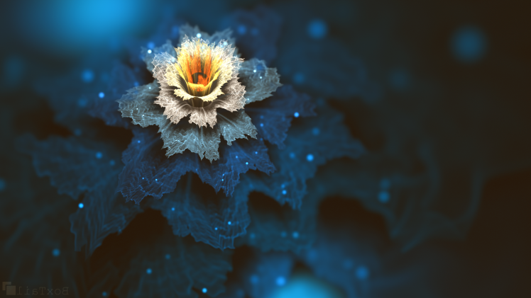 flowers, CGI, Artwork, Blue, Dark HD Wallpaper Desktop Background