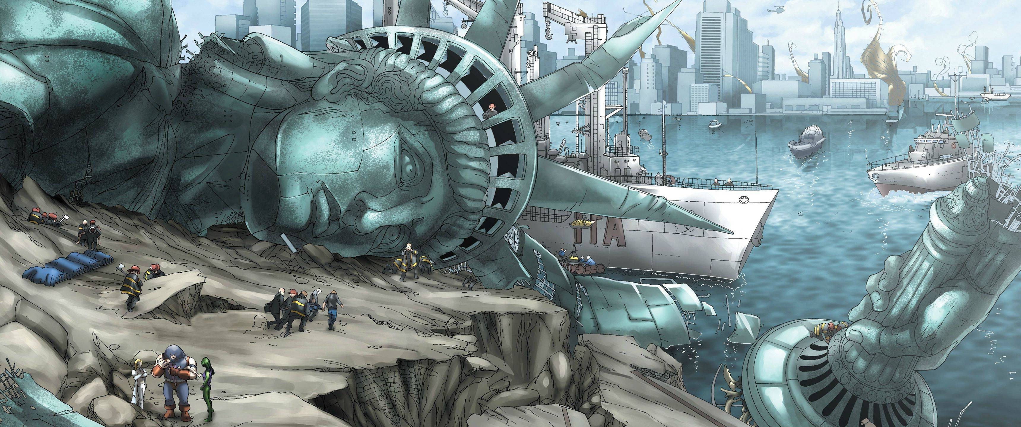 artwork, Superhero, Statue Of Liberty, X Men Wallpaper