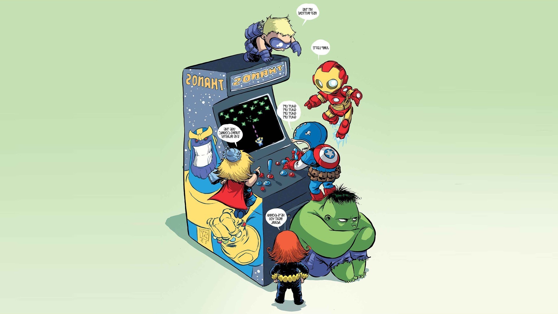 Marvel Comics, Movies, Marvel Heroes, Iron Man, Stark Industries, Hulk, Captain America, Thor, Thanos, Arcade Cabinet, The Avengers Wallpaper