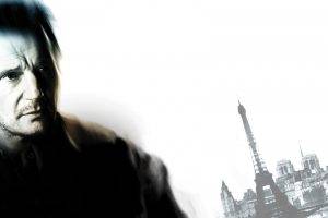 men, Actor, Liam Neeson, Movies, Movie Poster, Taken, Building, Paris, Eiffel Tower, France, Blurred