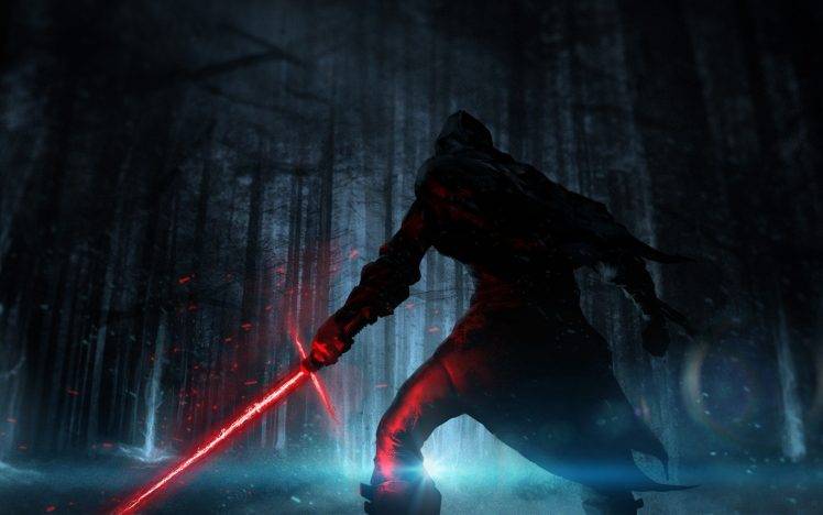 Star Wars: Episode VII   The Force Awakens, Star Wars, Kylo Ren, Lightsaber, Forest HD Wallpaper Desktop Background