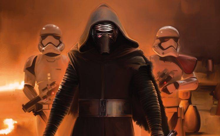Kylo Ren, Stormtrooper, Star Wars: Episode VII   The Force Awakens, Artwork HD Wallpaper Desktop Background