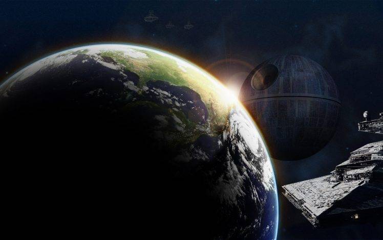 Star Wars, Earth, Space Art, Death Star, Star Destroyer HD Wallpaper Desktop Background