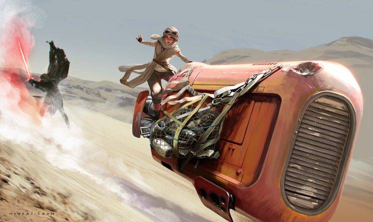 Kylo Ren, Rey, Star Wars, Artwork, Star Wars: The Force Awakens HD Wallpaper Desktop Background