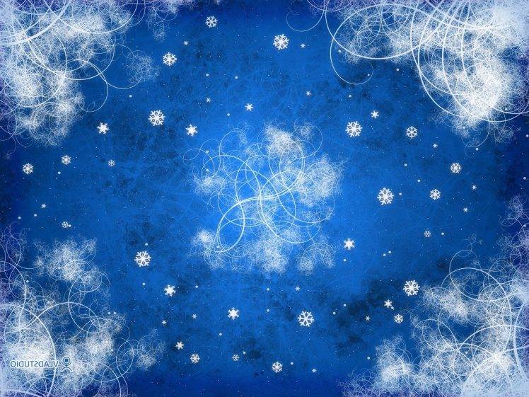Vladstudio, Blue, Snowflakes, Abstract, Digital Art, Artwork HD Wallpaper Desktop Background
