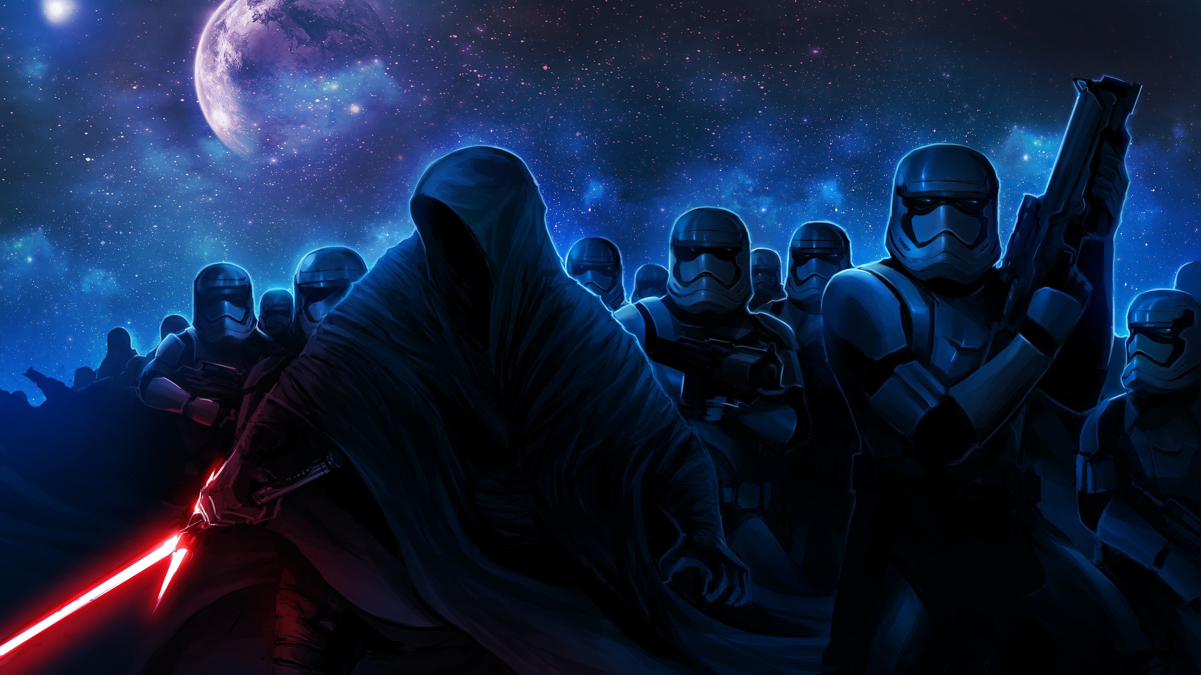 Kylo Ren, Stormtrooper, Artwork, Star Wars, Science Fiction, Star Wars: The Force Awakens Wallpaper