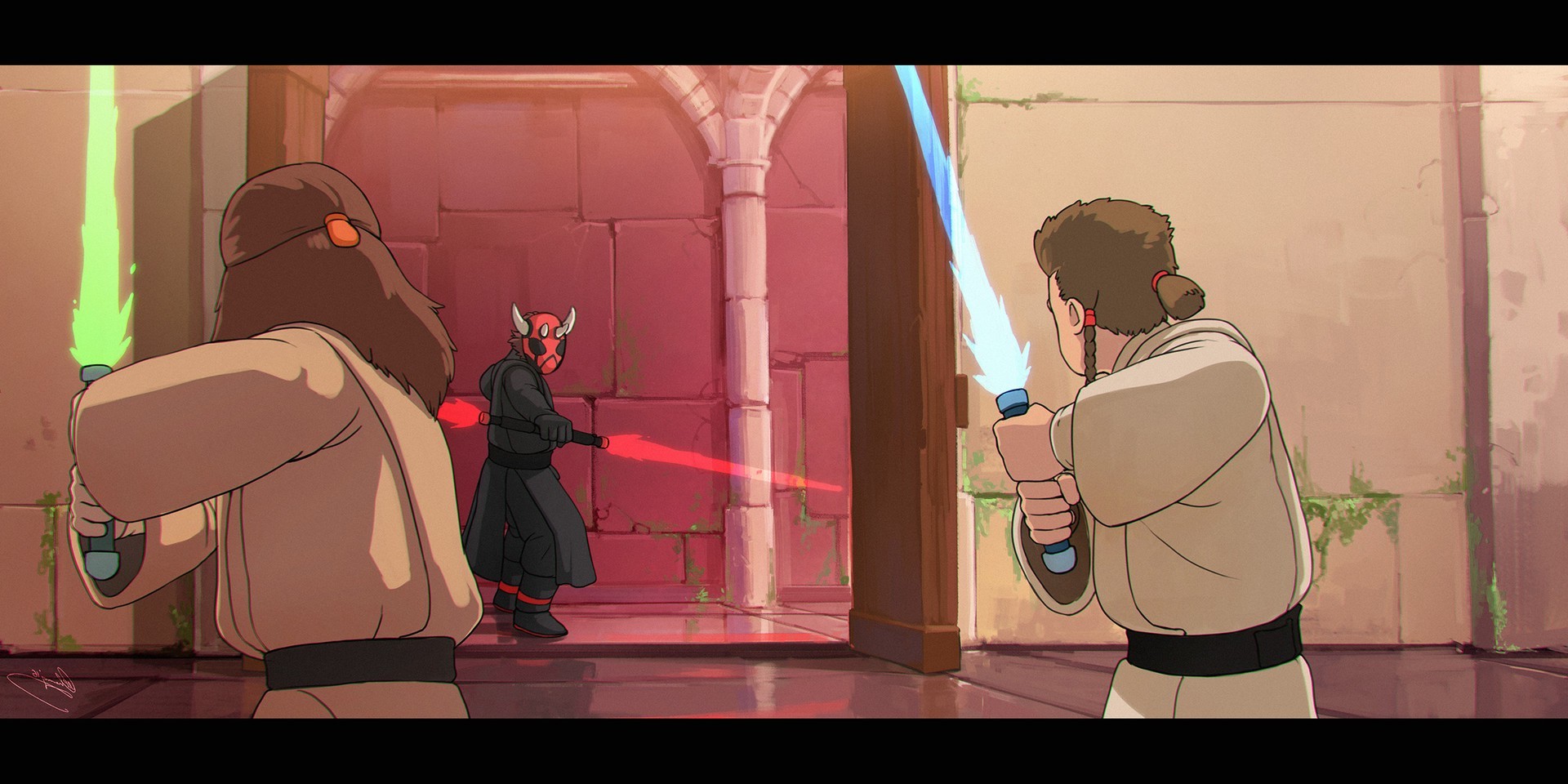 Obi Wan Kenobi, Qui Gon Jinn, Darth Maul, Star Wars, Star Wars: The Phantom Menace Wallpaper