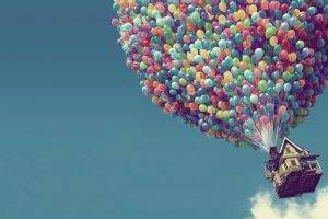 sky, Up (movie), House, Balloons, Movies