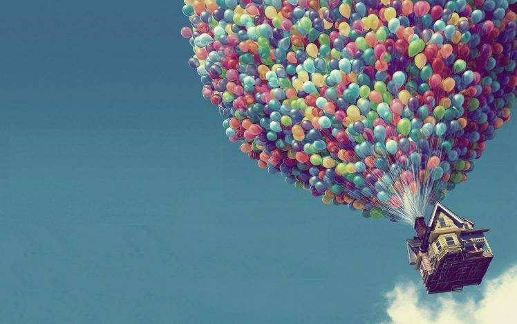 sky, Up (movie), House, Balloons, Movies HD Wallpaper Desktop Background