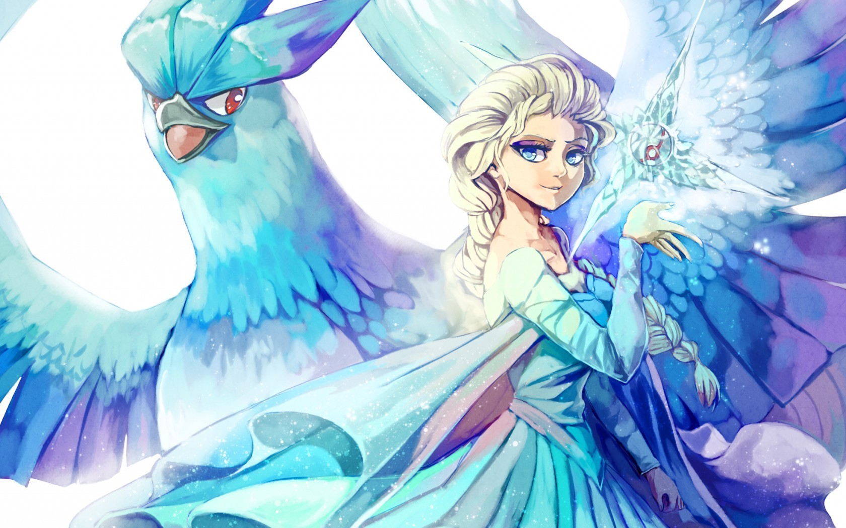 Princess Elsa, Articuno, Frozen (movie), Crossover Wallpaper