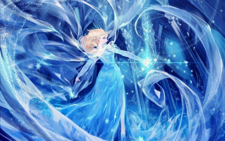 Princess Elsa, Ice, Frozen (movie), Artwork, Movies HD Wallpaper Desktop Background