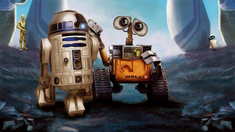 WALL·E, Pixar Animation Studios, Star Wars, Robot, Movies, R2 D2, Crossover HD Wallpaper Desktop Background