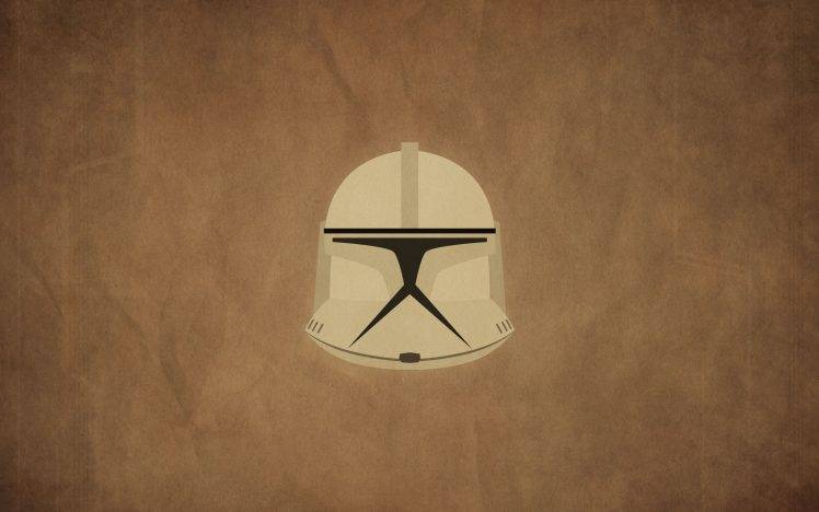 Star Wars, Clone Trooper, Minimalism, Movies, Helmet, Brown Background HD Wallpaper Desktop Background