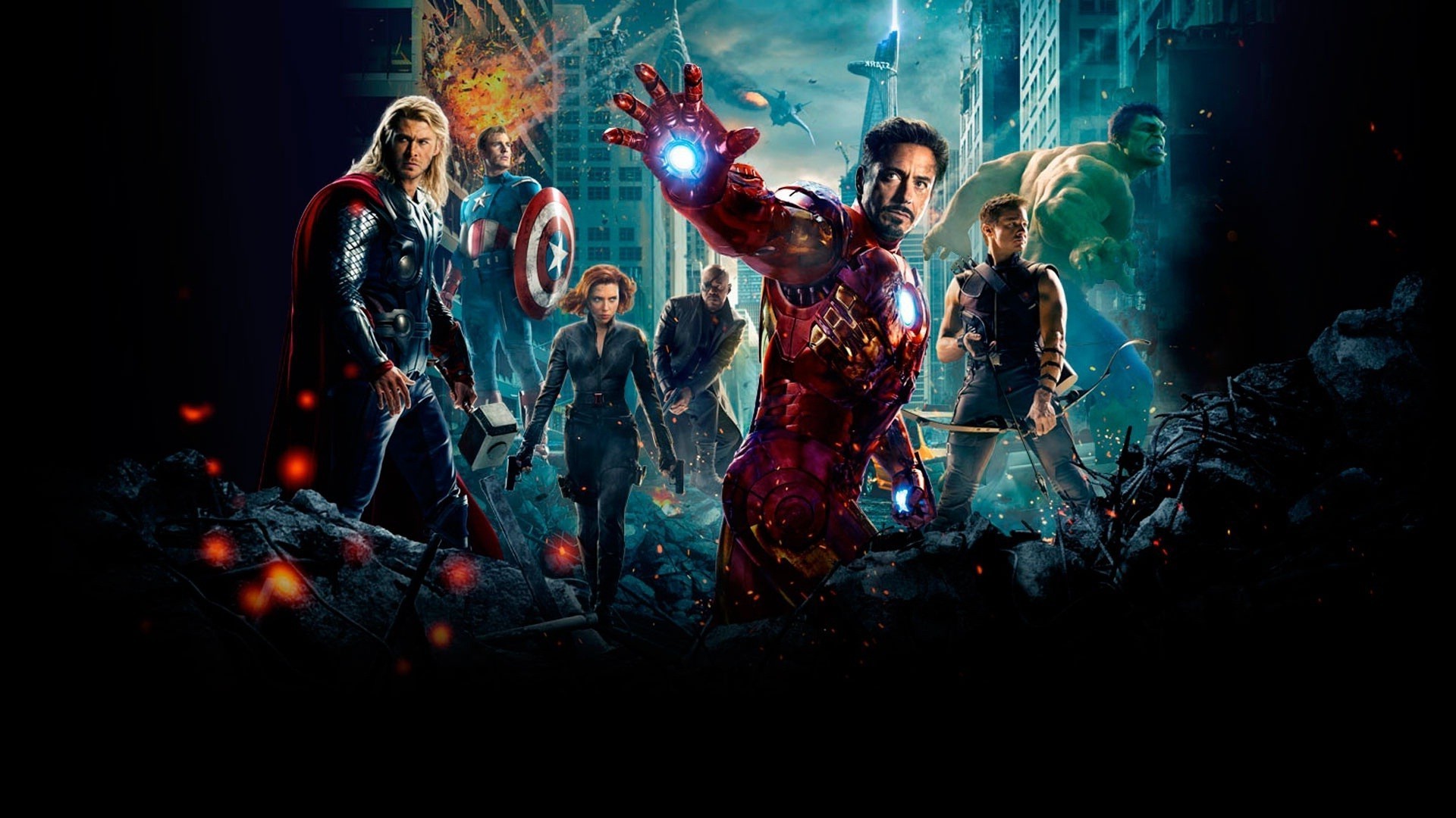 movies, The Avengers, Thor, Iron Man, Nick Fury, Captain America, Black Widow, Hawkeye, Hulk Wallpaper