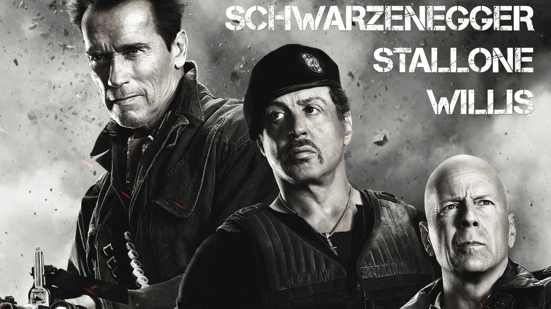 movies, Sylvester Stallone, Bruce Willis, Arnold Schwarzenegger, The Expendables Wallpaper