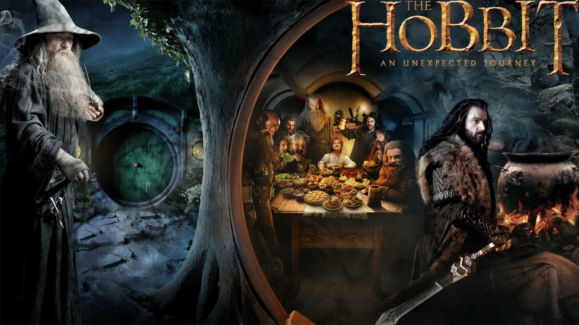 The Hobbit: An Unexpected Journey, Movies, Gandalf, Thorin Oakenshield, Bilbo Baggins, Dwarfs Wallpaper