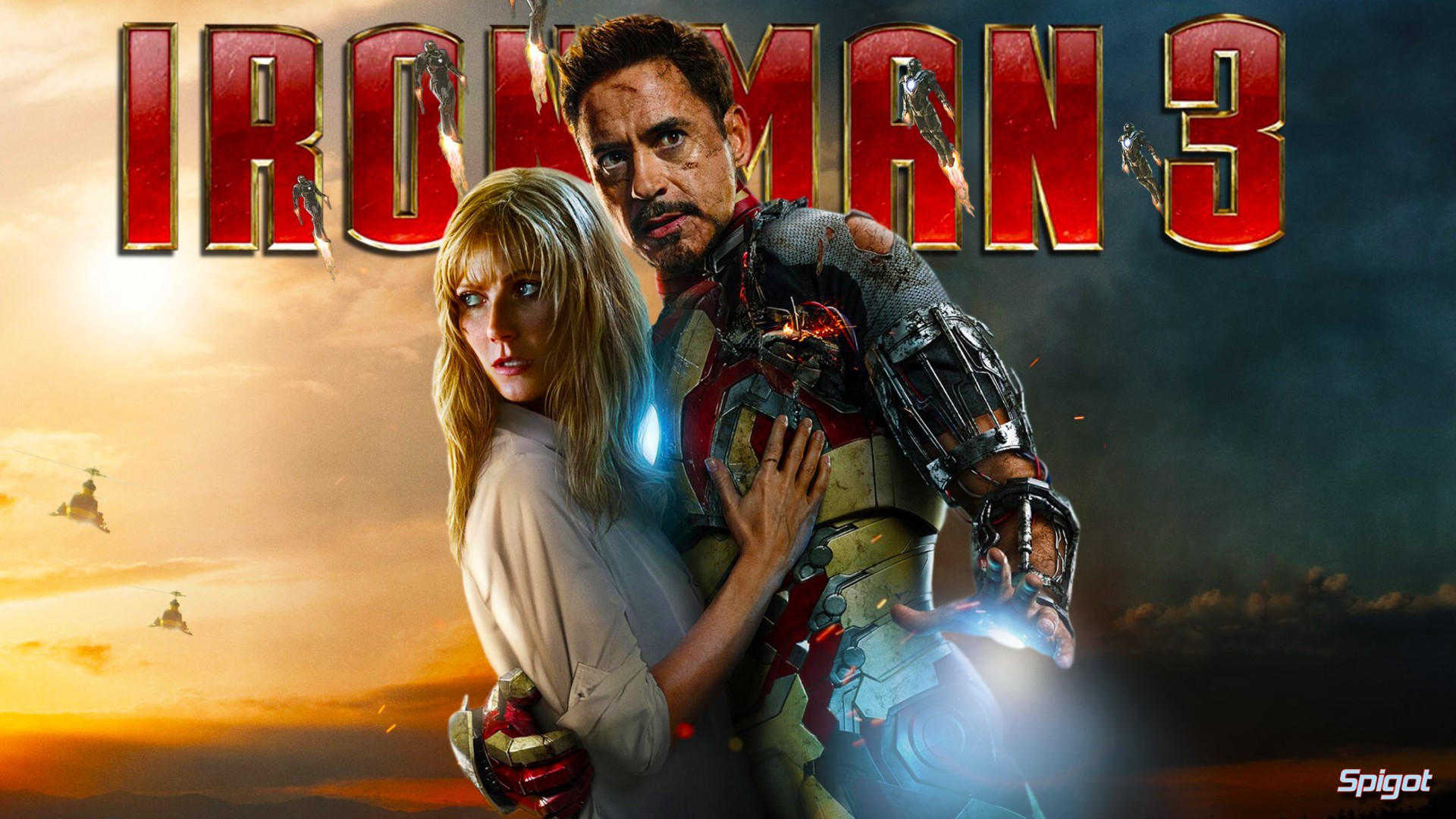 movies, Iron Man, Tony Stark, Robert Downey Jr., Pepper Potts, Gwyneth Paltrow, Iron Man 3 Wallpaper