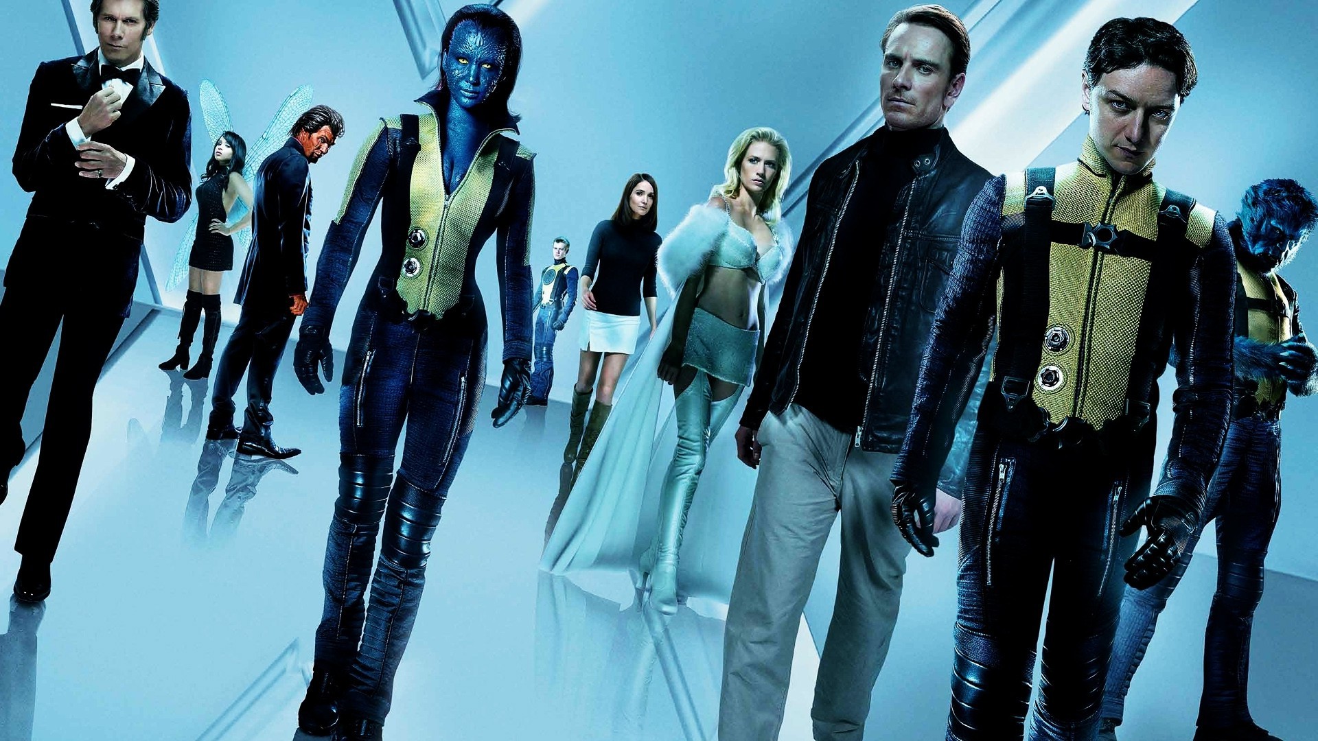 movies, X Men: First Class, Magneto, Charles Xavier, Mystique, James McAvoy, Michael Fassbender, Beast (character), Jennifer Lawrence, Emma Frost Wallpaper