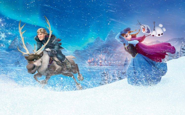 Princess Anna, Olaf, Kristoff (Frozen), Sven (Frozen), Movies, Frozen (movie) HD Wallpaper Desktop Background