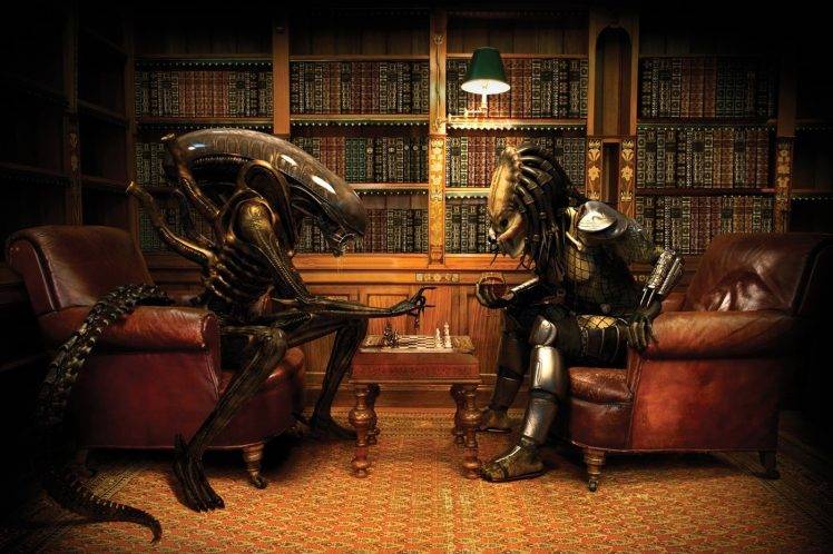 chess, Alien (movie), Predator (movie), Alien Vs. Predator, Books HD Wallpaper Desktop Background