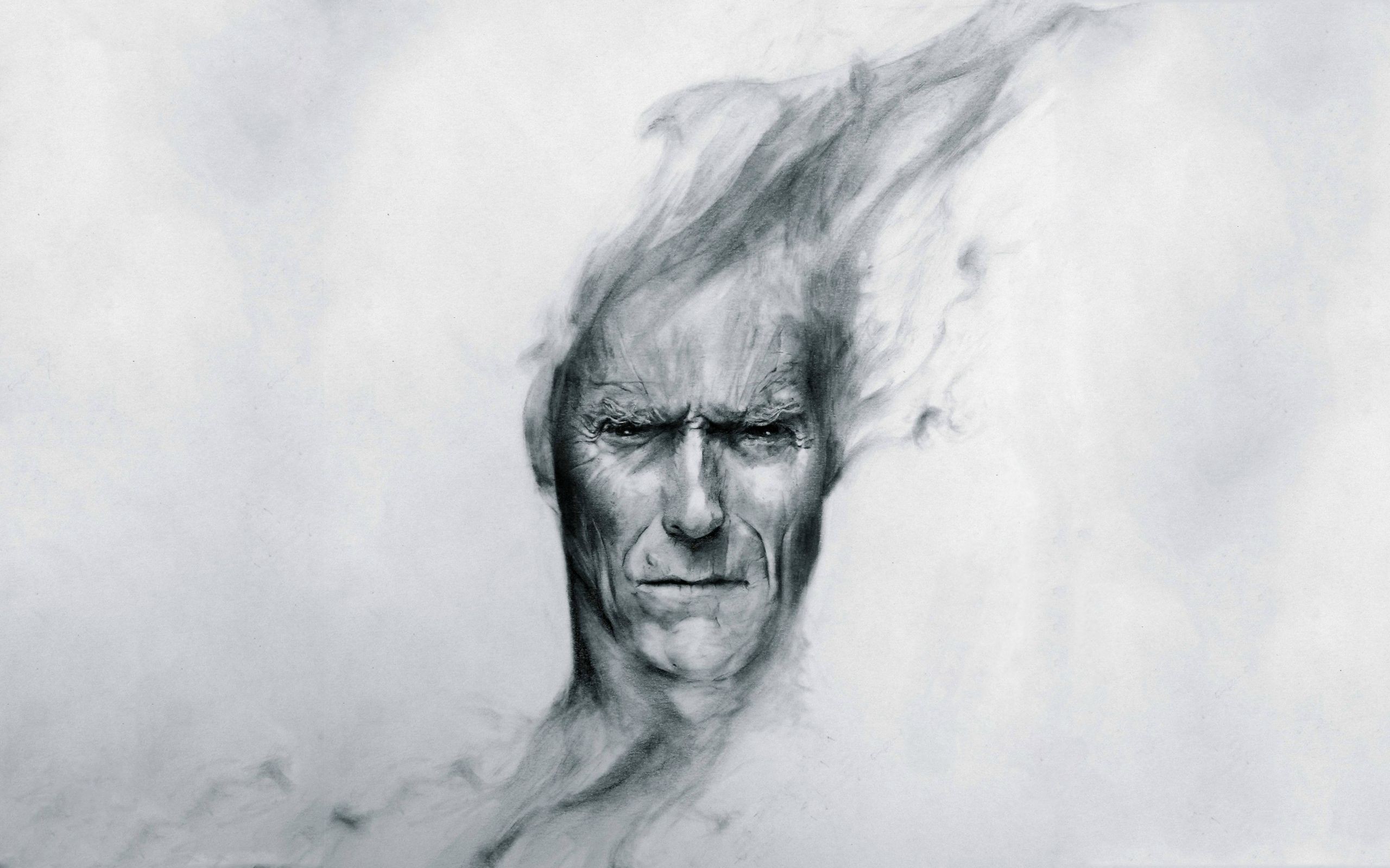 Clint Eastwood, Drawing, Monochrome, Movies, Pencils Wallpaper
