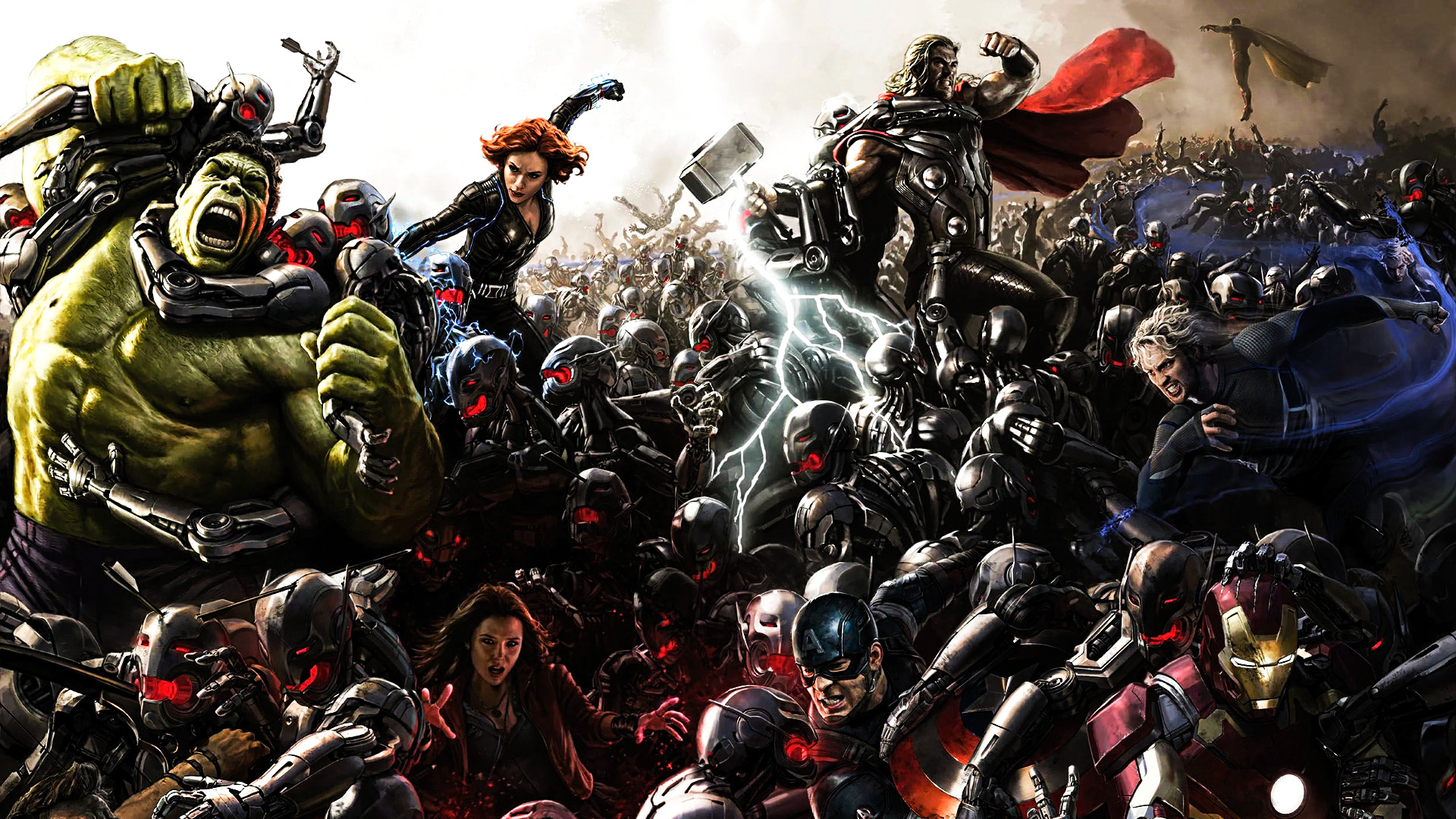 Avengers: Age Of Ultron, Iron Man, Hulk, Thor, Captain America, Black Widow, Ultron, Hawkeye, Movies, Heroes, The Avengers, Tony Stark, Quicksilver, Scarlett Johansson, Robert Downey Jr. Wallpaper