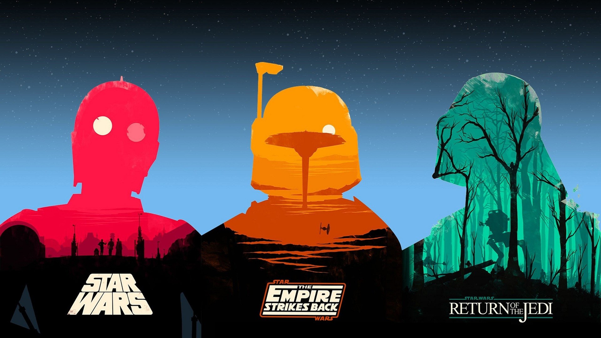 Star Wars, Star Wars: Episode V   The Empire Strikes Back, Star Wars: Episode VI   The Return Of The Jedi, Movies, Olly Moss Wallpaper
