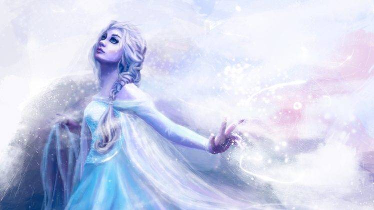 Princess Elsa, Artwork, Frozen (movie), Animated Movies, Movies HD Wallpaper Desktop Background