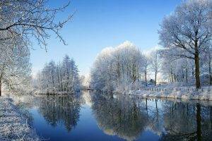 nature, Winter, River