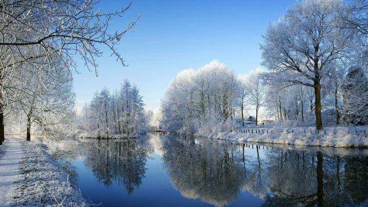 nature, Winter, River HD Wallpaper Desktop Background