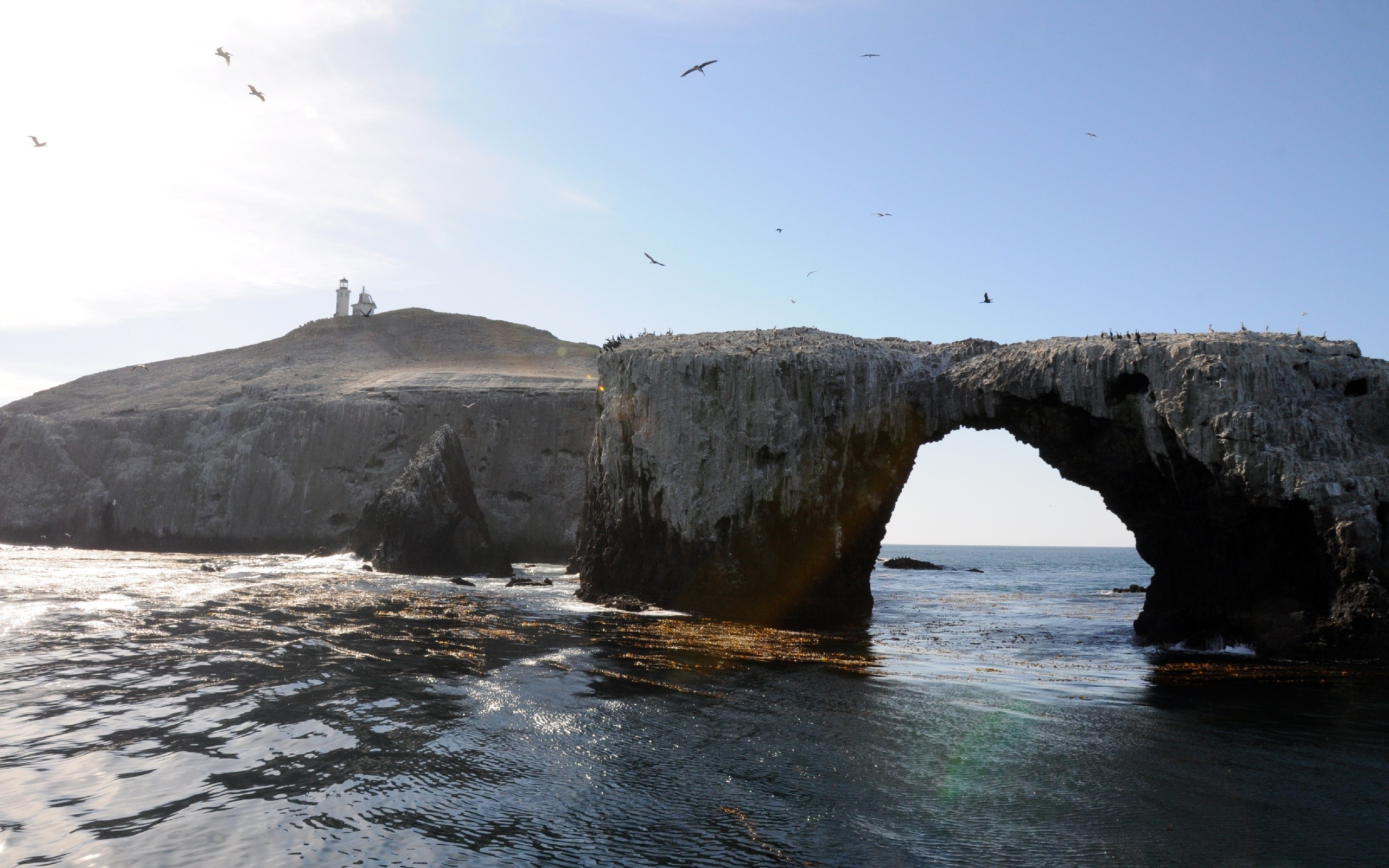 photography, Nature, Sea, Lighthouse, Rock, Cliff, Sun Wallpaper