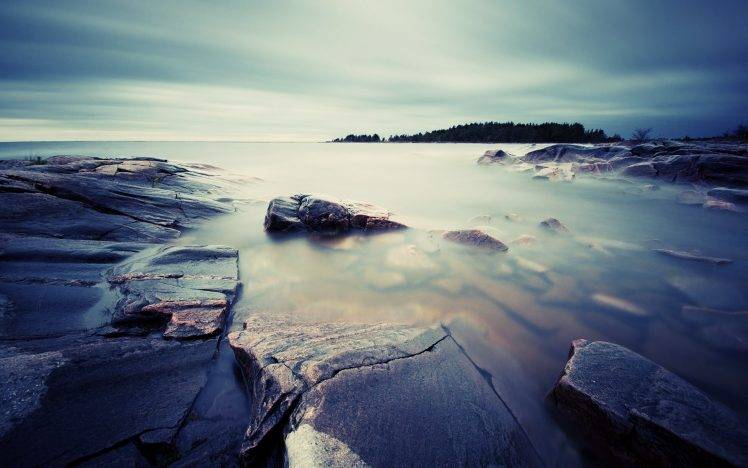photography, Water, Sea, Nature, Coast, Rock, Long Exposure HD Wallpaper Desktop Background
