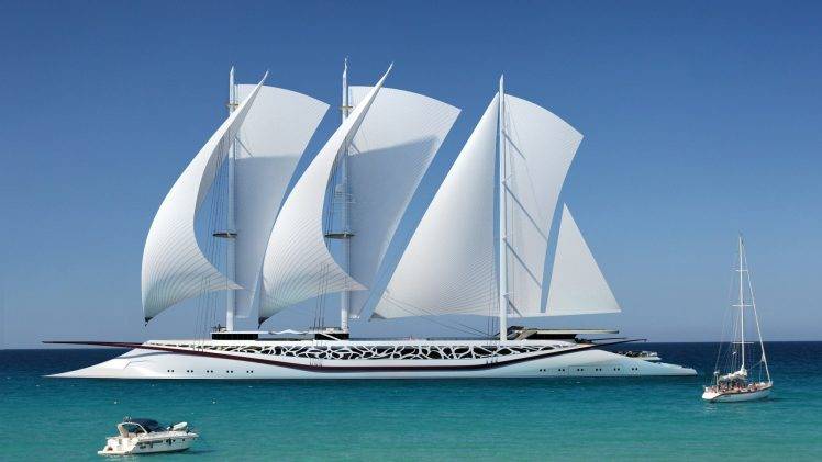 nature, Sea, Ship, Sailing Ship, Yacht, Horizon, Modern, Sky HD Wallpaper Desktop Background