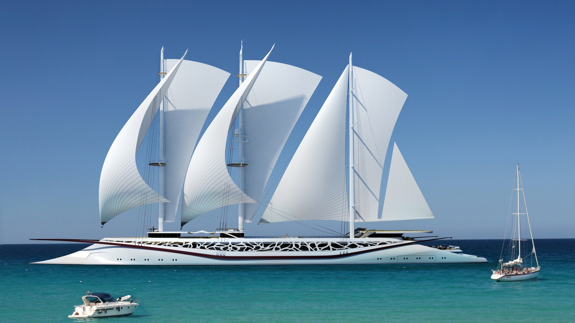 nature, Sea, Ship, Sailing Ship, Yacht, Horizon, Modern, Sky Wallpaper
