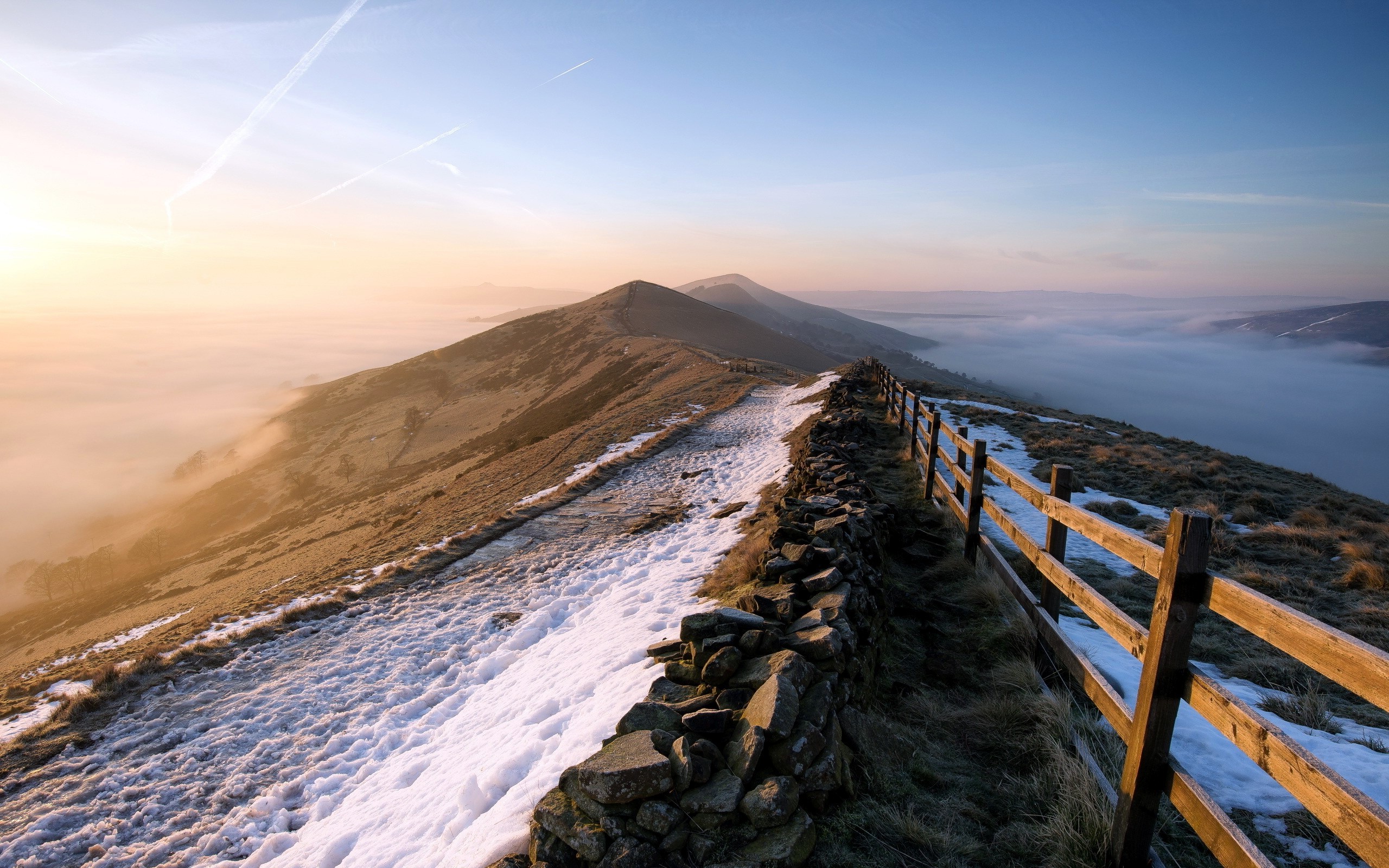 winter, Snow, Nature, Fence, Mountain, Rock, Clouds, Sunlight, Cold, Landscape Wallpaper