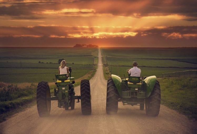 landscape, Field, Tractors, Vehicle HD Wallpaper Desktop Background