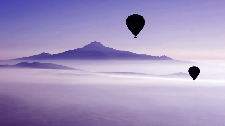 photography, Balloons, Mountain, Landscape, Mist HD Wallpaper Desktop Background