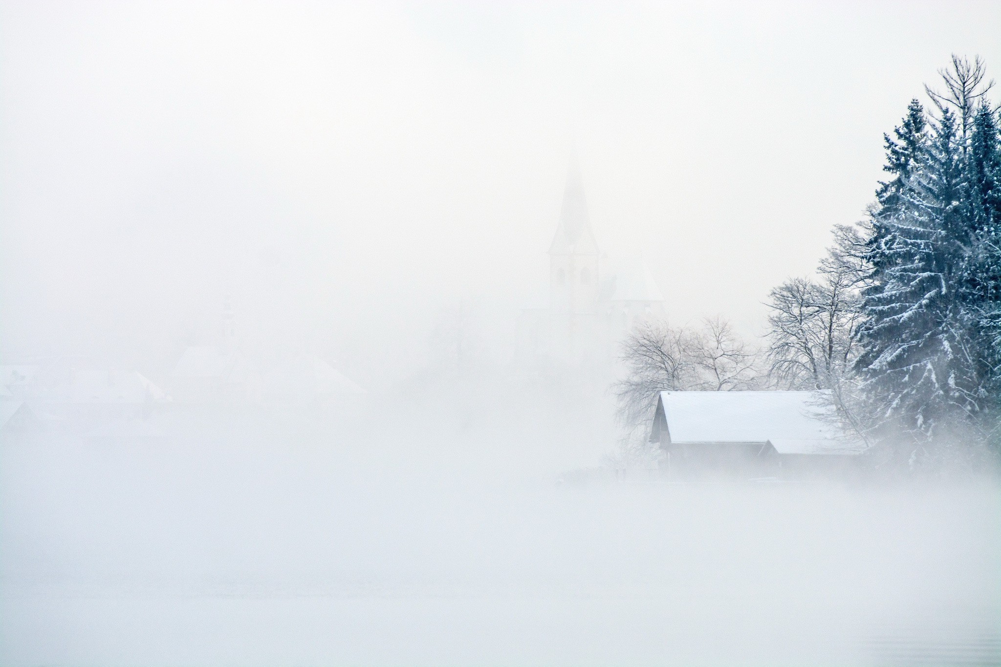 winter, Landscape, Snow, Mist Wallpaper