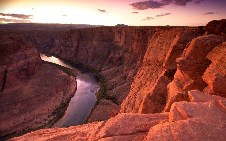 photography, Nature, Landscape, Canyon, River, Sunset, Rock HD Wallpaper Desktop Background