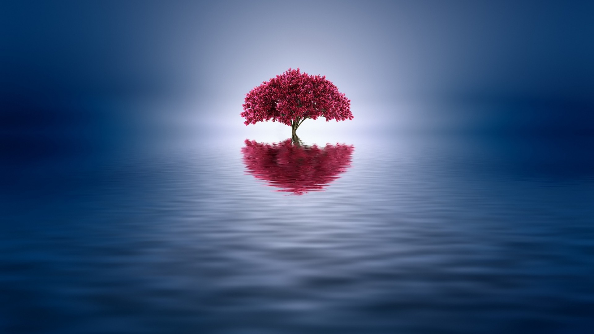 nature, Landscape, Trees, Water, Reflection, Digital Art, Minimalism Wallpaper