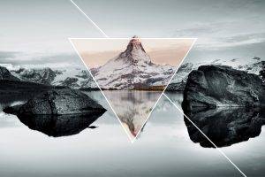 mountain, Landscape, Nature, Lake, Triangle