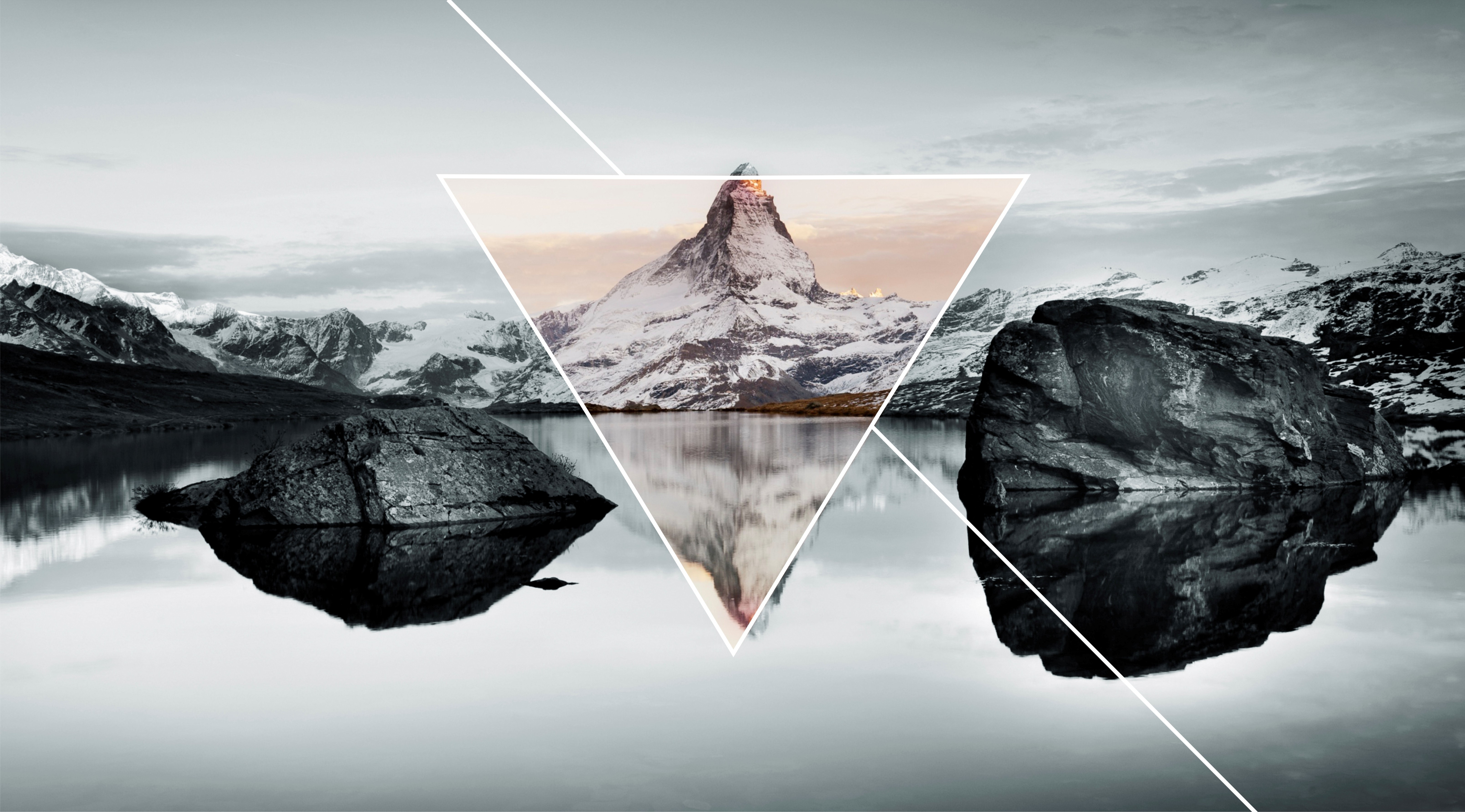 mountain, Landscape, Nature, Lake, Triangle Wallpaper