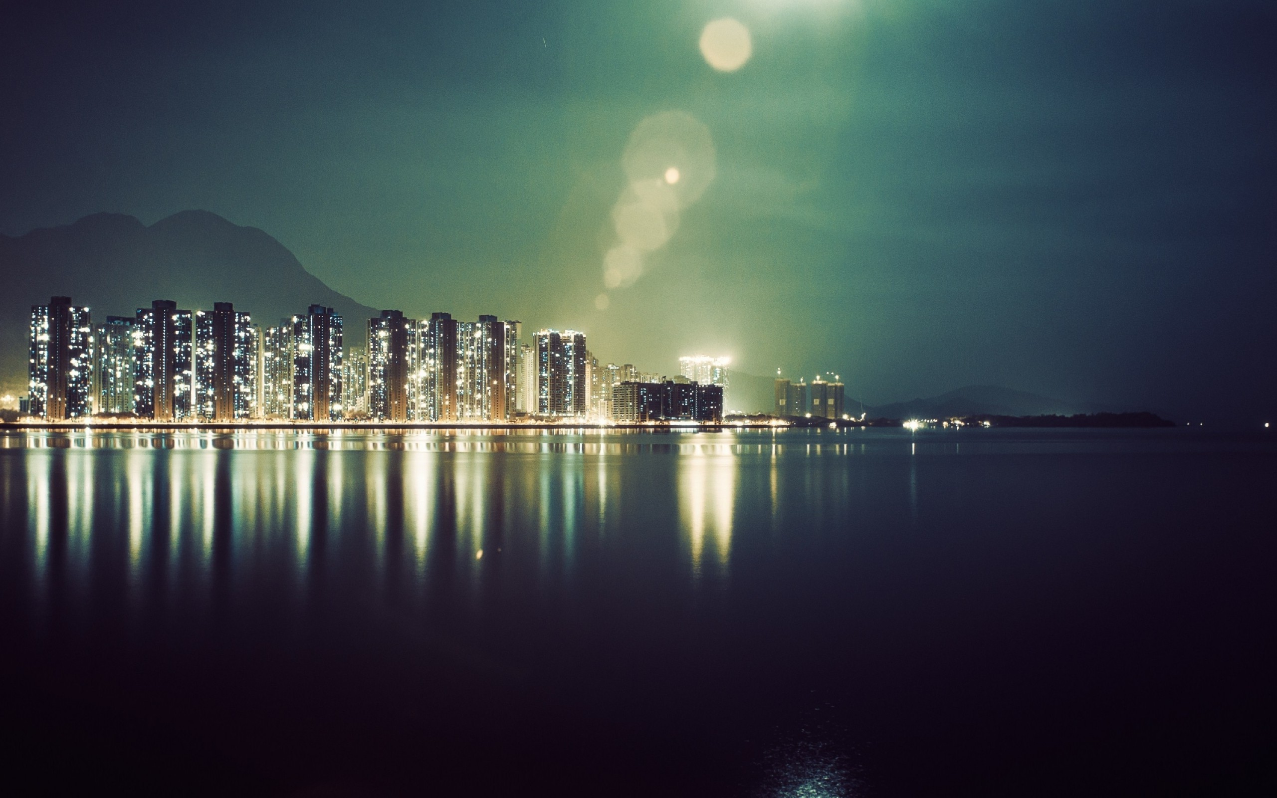 photography, Landscape, Water, Sea, City, Urban, Night, Lights Wallpaper