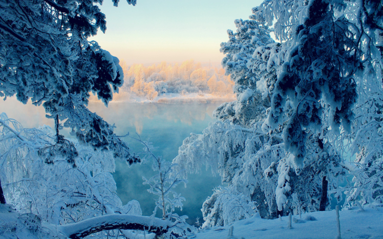photography, Landscape, Nature, River, Water, Winter, Snow, Frost HD Wallpaper Desktop Background