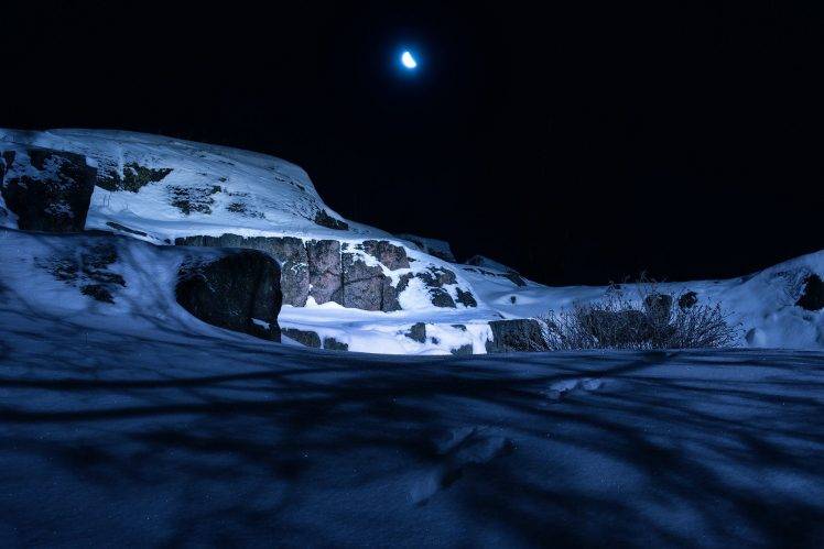 night, Winter, Ice, Landscape HD Wallpaper Desktop Background