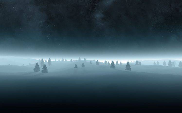 nature, Winter, Landscape, Snow, Trees, Digital Art HD Wallpaper Desktop Background