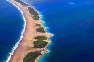 nature, Landscape, Atolls, Beach, Tropical, Sea, Eden, French Polynesia, Aerial View, Sand