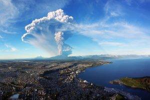 landscape, Nature, Eruption, Cityscape, Sea, Smoke, Ash, Chile, Calbuco Volcano, Puerto Montt